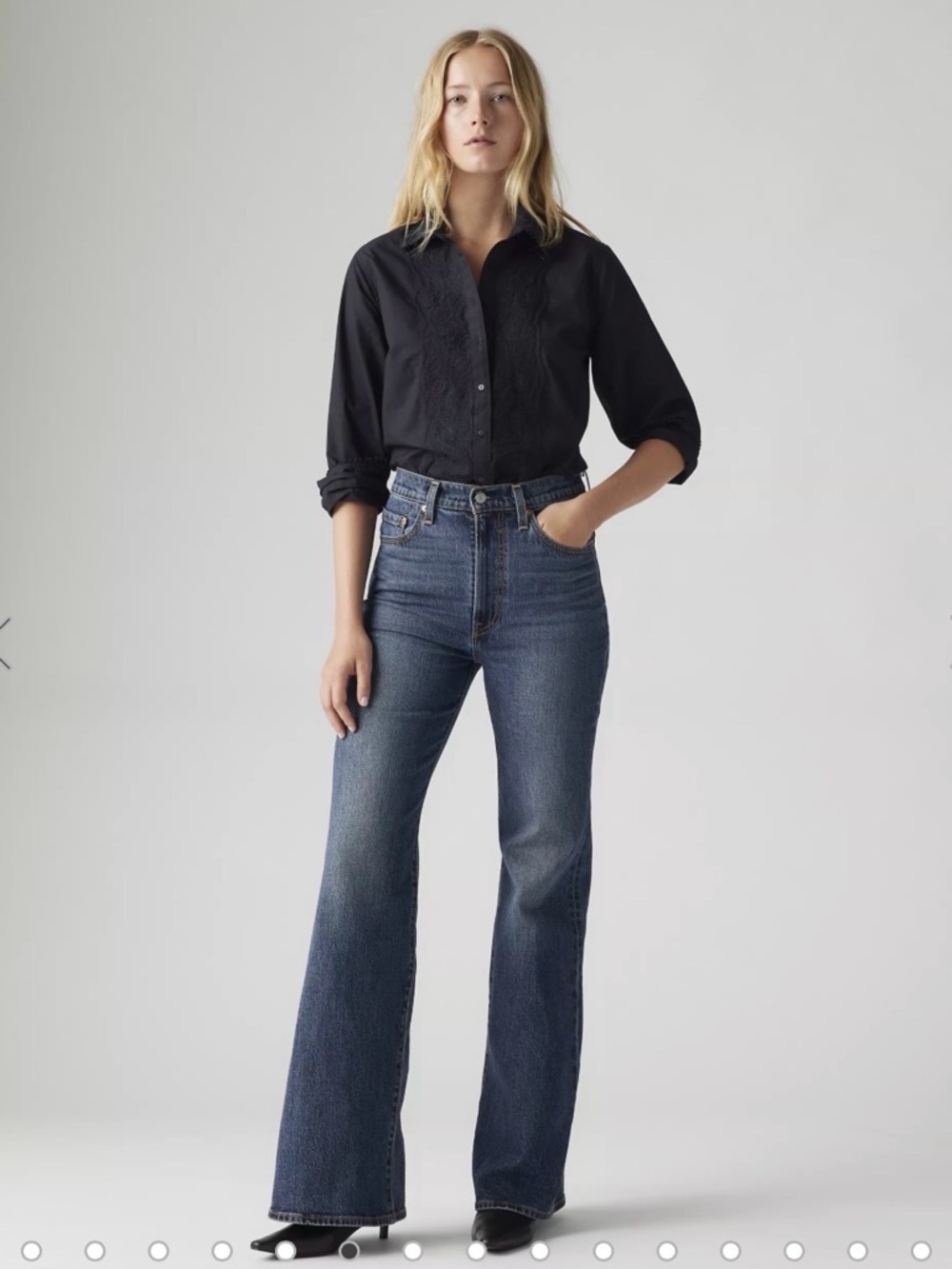Levi's Ribcage Bell Dark Blue High-Rise Flare Jeans